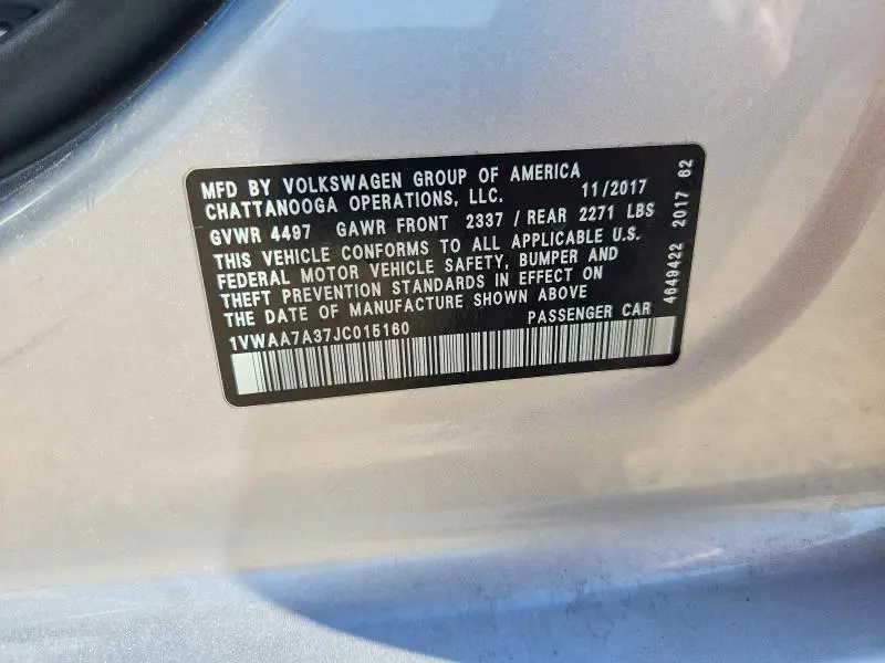2018 VOLKSWAGEN PASSAT S  