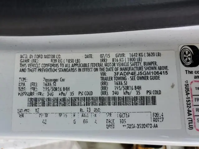 2016 FORD FIESTA SE