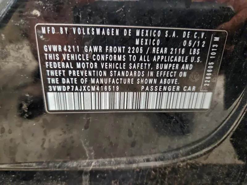 2012 VOLKSWAGEN JETTA SE  