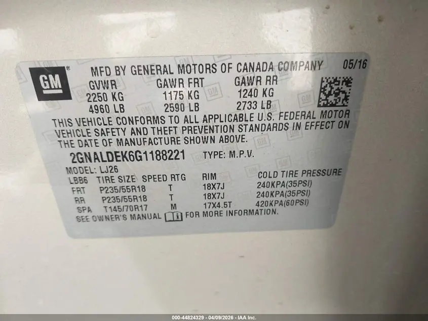 2016 CHEVROLET EQUINOX LTZ