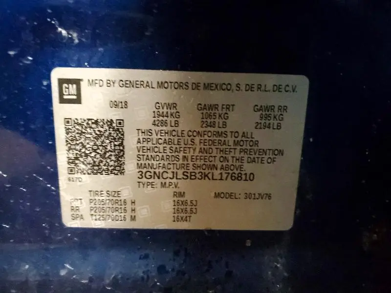 2019 CHEVROLET TRAX 1LT  