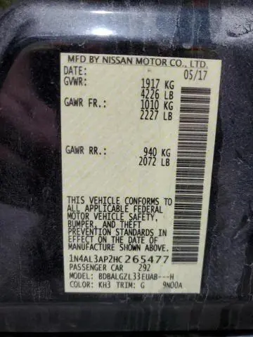 2017 NISSAN ALTIMA 2.5  