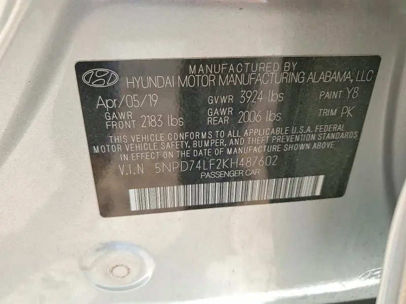 2019 HYUNDAI ELANTRA SE  
