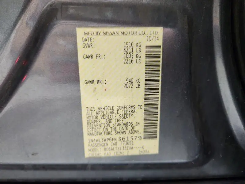 2015 NISSAN ALTIMA 2.5 SL  