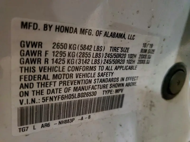 2020 HONDA PILOT ELITE  