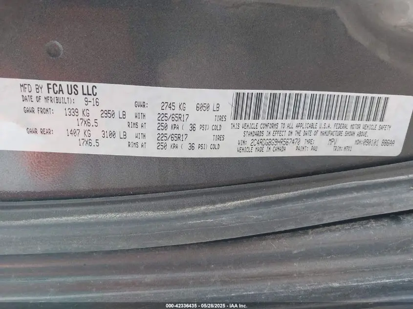 2017 DODGE GRAND CARAVAN SE PLUS