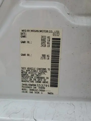 2022 NISSAN ALTIMA SV