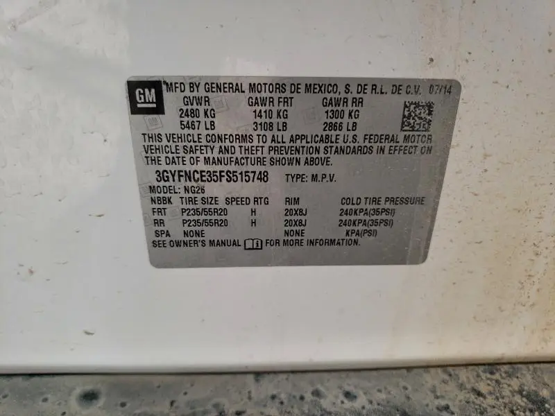 2015 CADILLAC SRX PERFORMANCE COLLECTION  