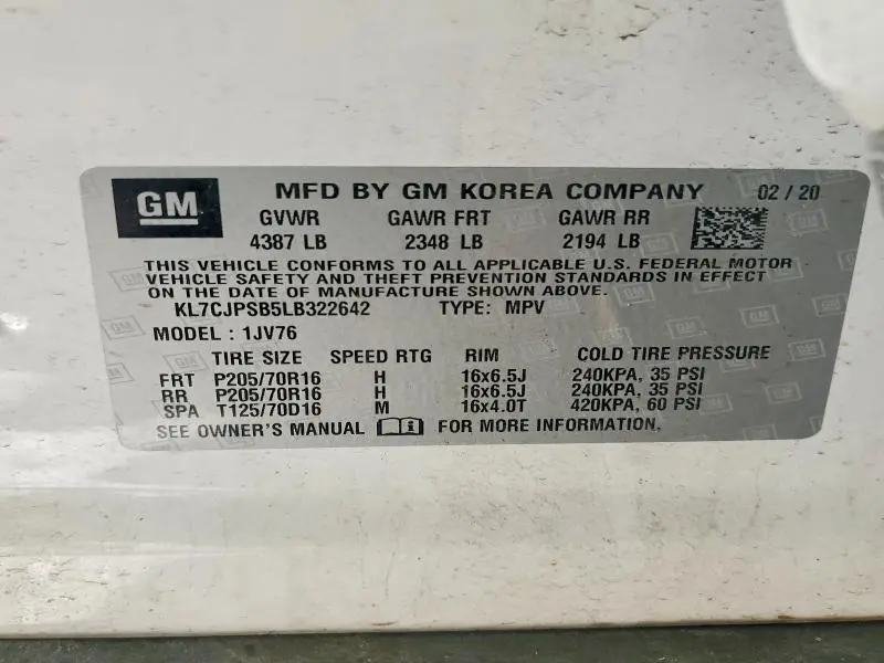 2020 CHEVROLET TRAX 1LT  