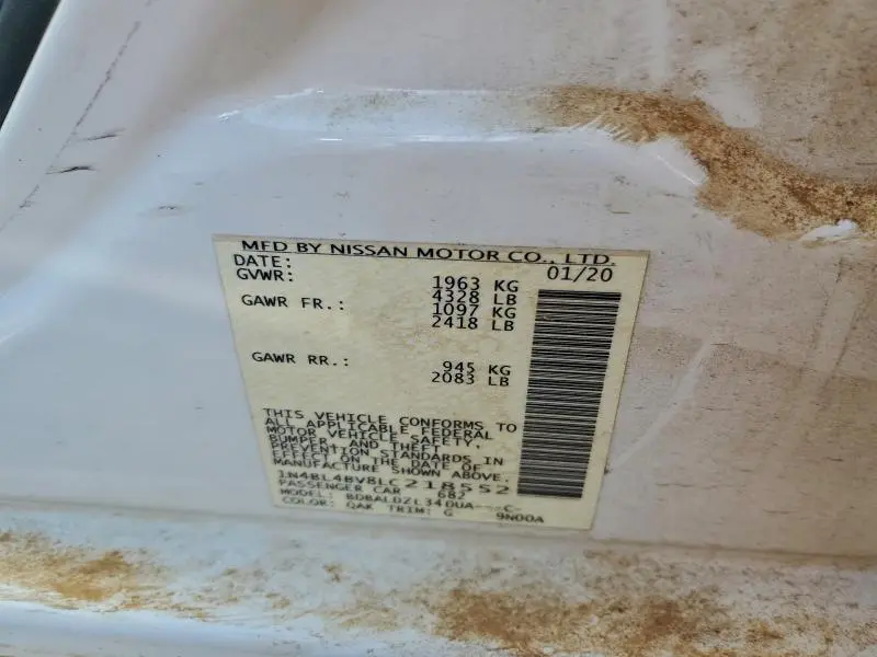 2020 NISSAN ALTIMA S  