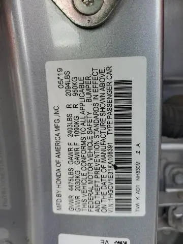 2019 HONDA ACCORD SPORT  