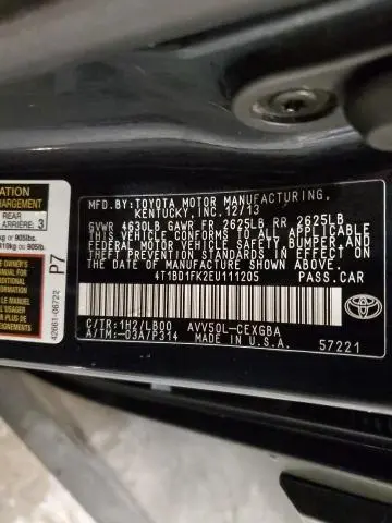 2014 TOYOTA CAMRY HYBRID  