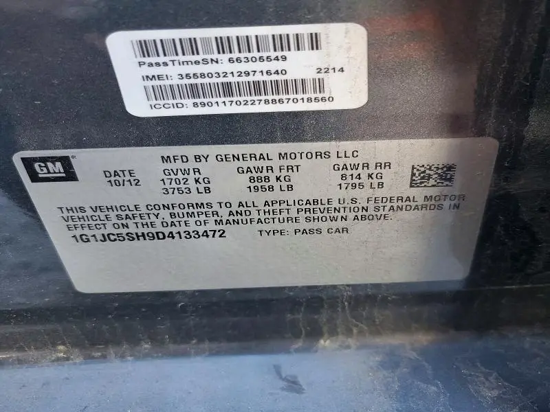 2013 CHEVROLET SONIC LT  
