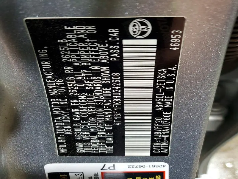 2017 TOYOTA CAMRY SE  