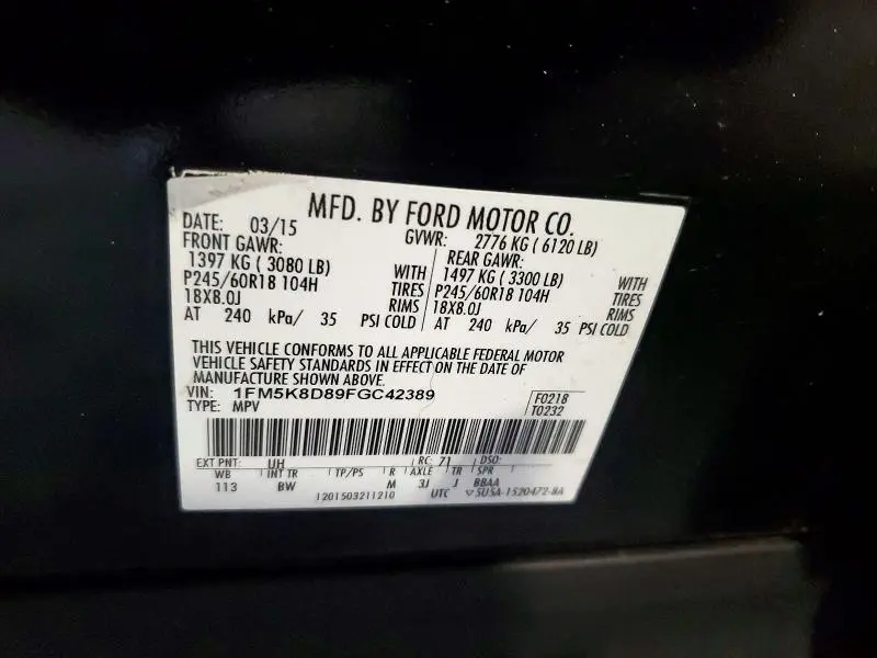 2015 FORD EXPLORER XLT  