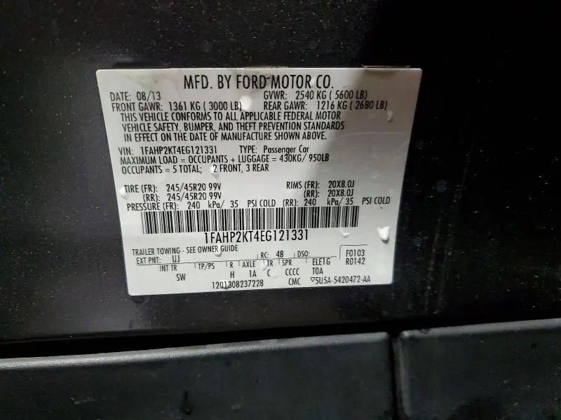 2014 FORD TAURUS SHO  