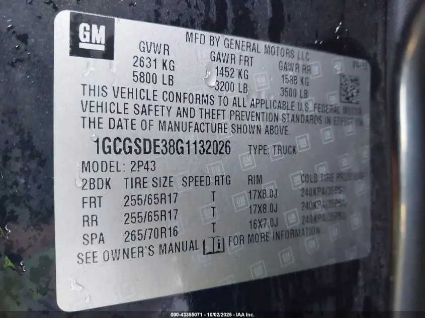 2016 CHEVROLET COLORADO Z71