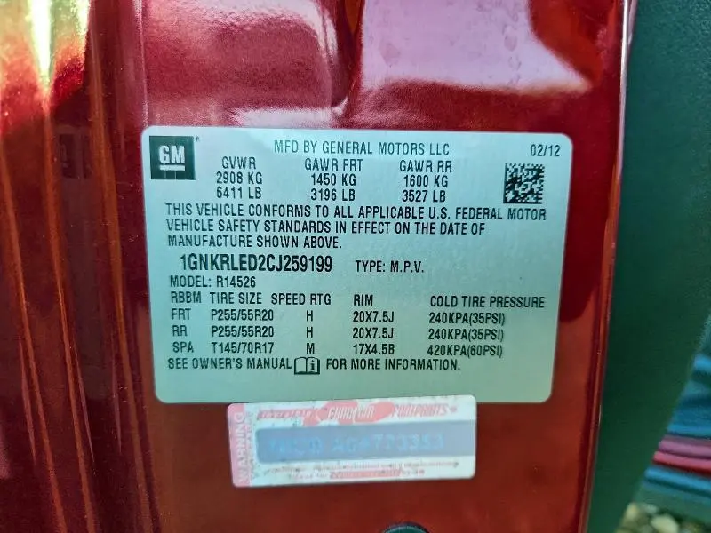 2012 CHEVROLET TRAVERSE LTZ  