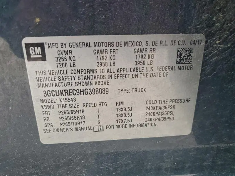 2017 CHEVROLET SILVERADO K1500 LT  