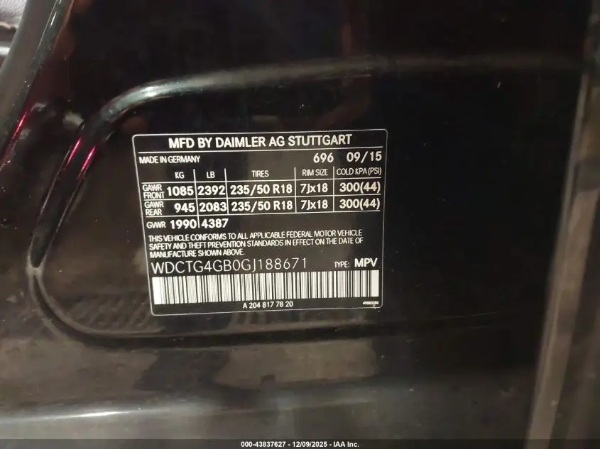 2016 MERCEDES-BENZ GLA 250 4MATIC