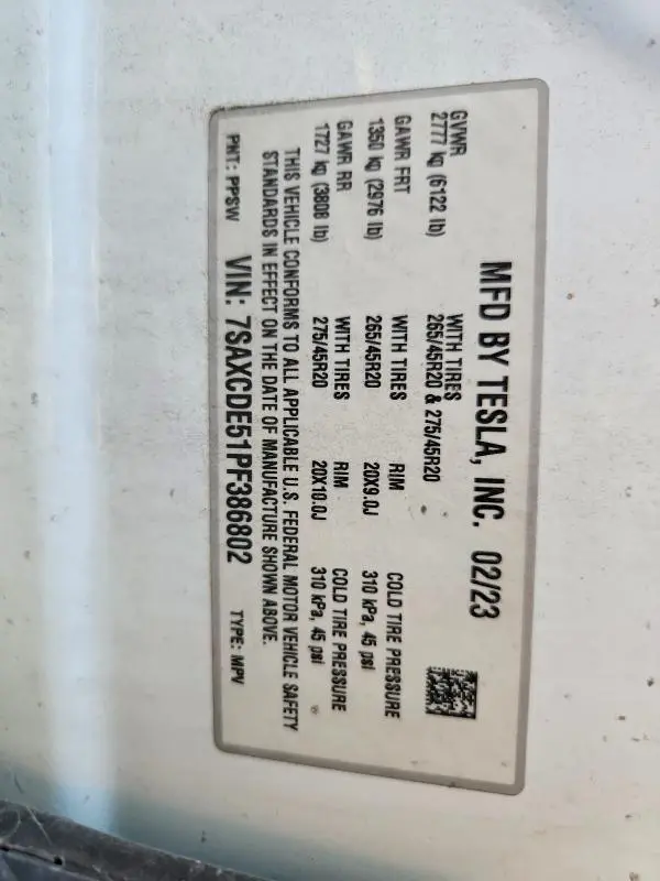 2023 TESLA MODEL X   