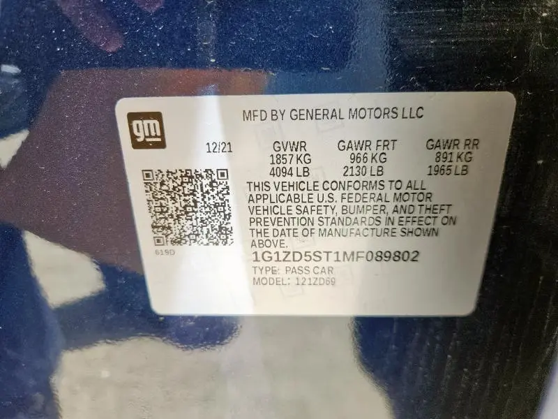2021 CHEVROLET MALIBU LT  