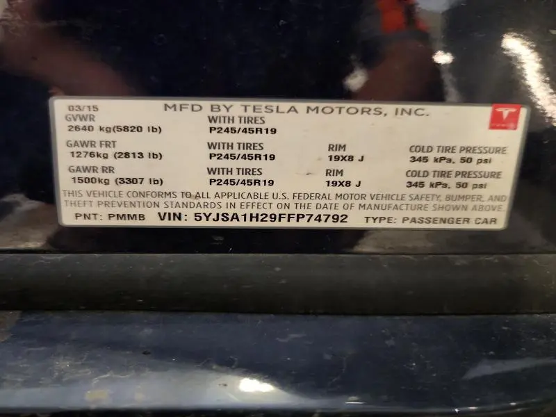 2015 TESLA MODEL S 85D  