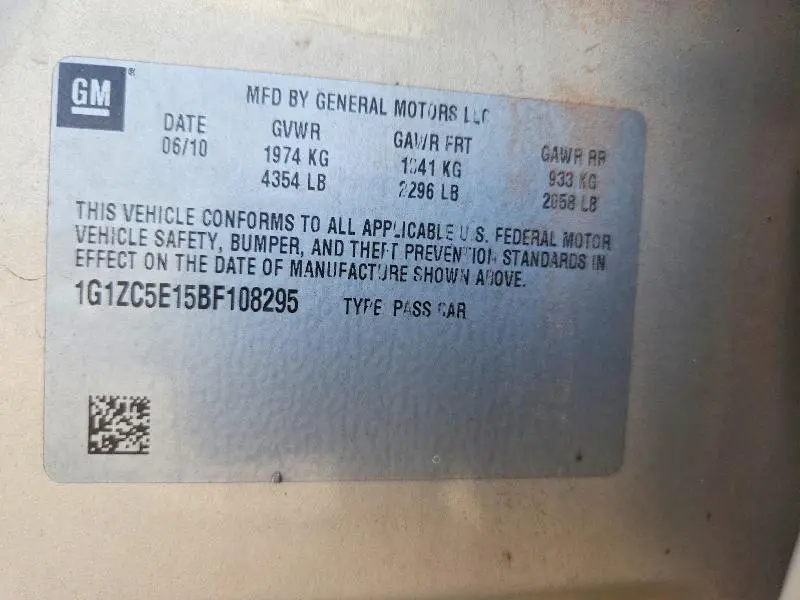 2011 CHEVROLET MALIBU 1LT  