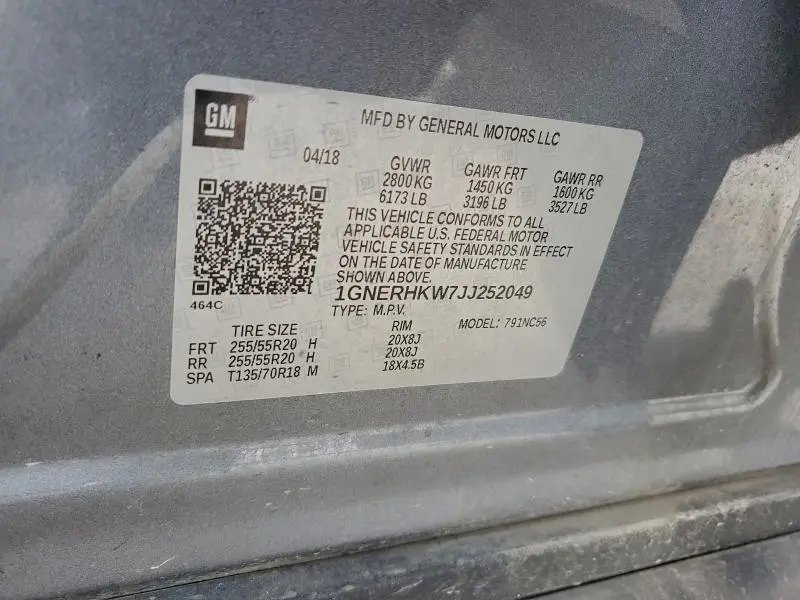 2018 CHEVROLET TRAVERSE LT  