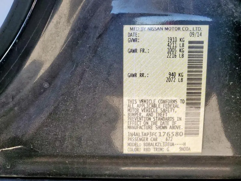 2015 NISSAN ALTIMA 2.5  