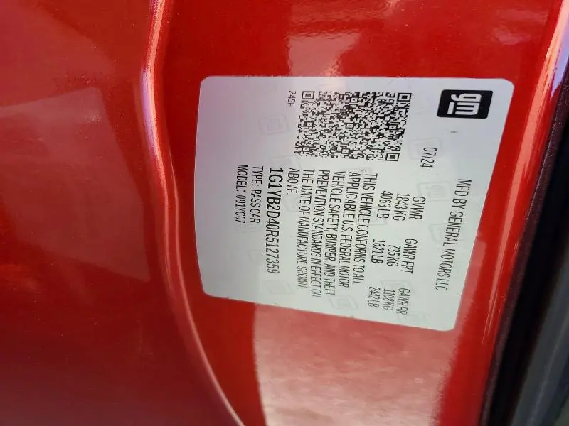 2024 CHEVROLET CORVETTE STINGRAY 2LT  