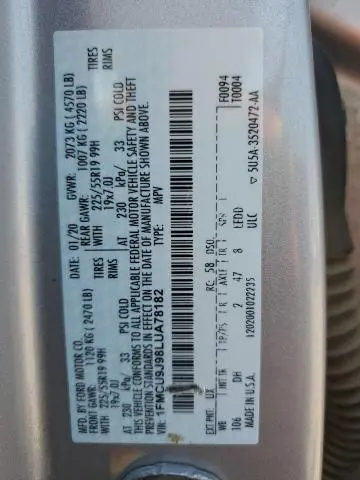 2020 FORD ESCAPE TITANIUM  