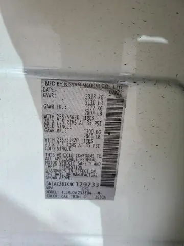 2022 NISSAN MURANO SV  