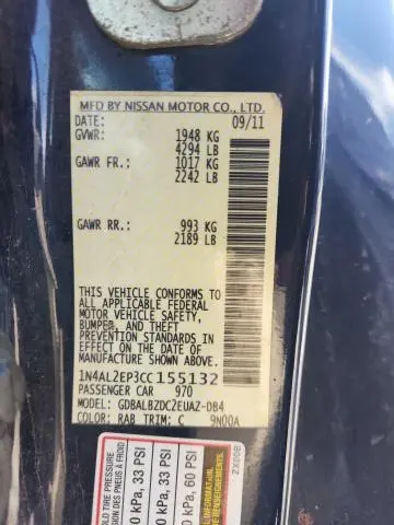 2012 NISSAN ALTIMA S