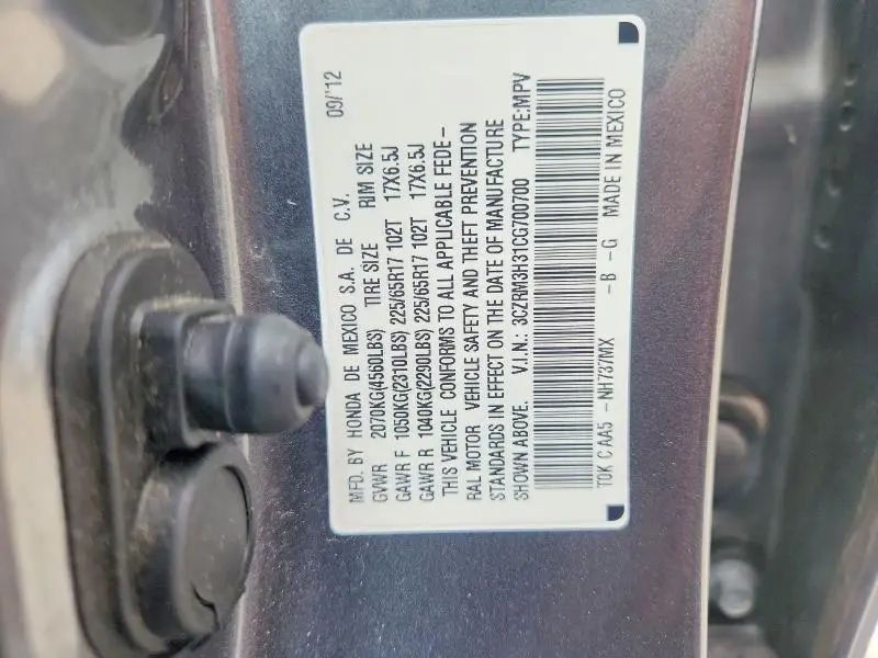 2012 HONDA CR-V LX  