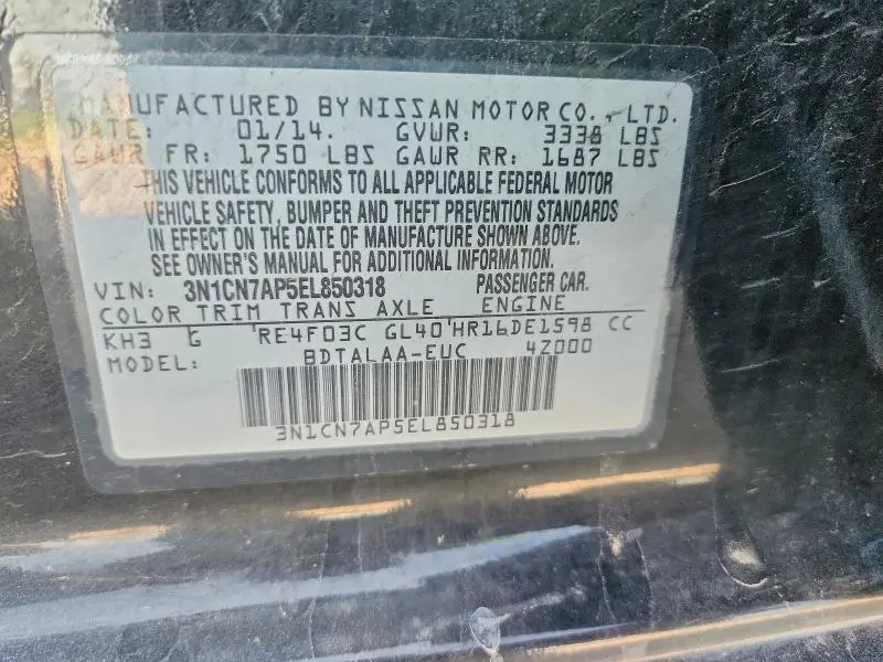 2014 NISSAN VERSA 1.6 S  