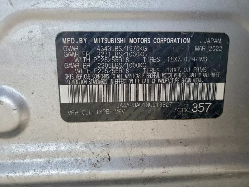 2022 MITSUBISHI OUTLANDER SPORT ES  