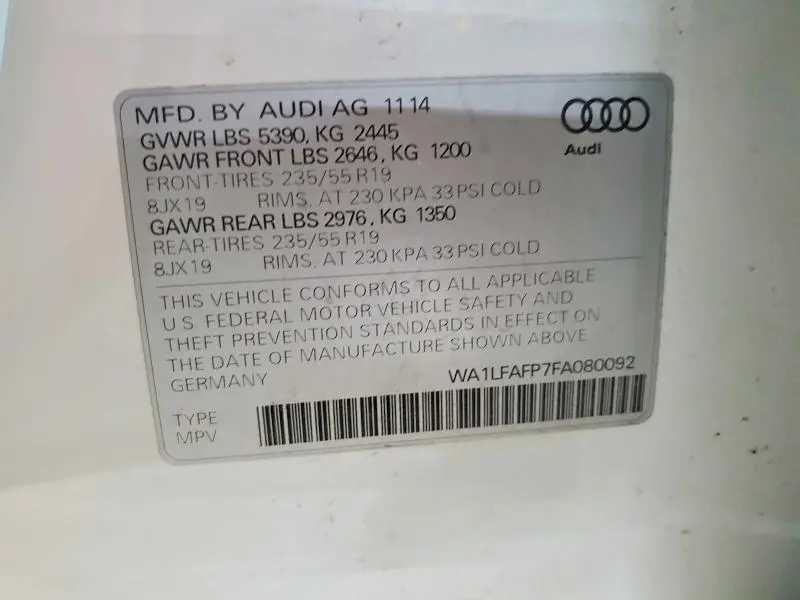 2015 AUDI Q5 PREMIUM PLUS  