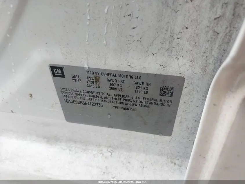 2014 CHEVROLET SONIC LTZ AUTO