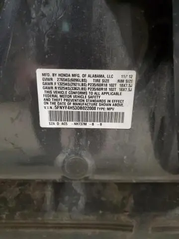 2013 HONDA PILOT EXL