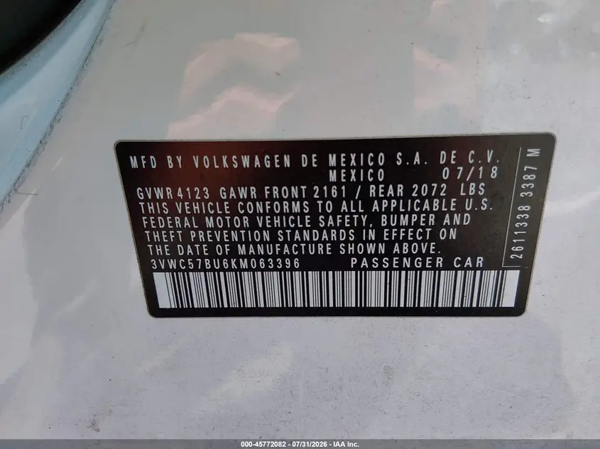 2019 VOLKSWAGEN JETTA 1.4T R-LINE/1.4T S/1.4T SE