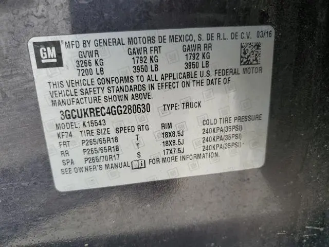 2016 CHEVROLET SILVERADO K1500 LT  