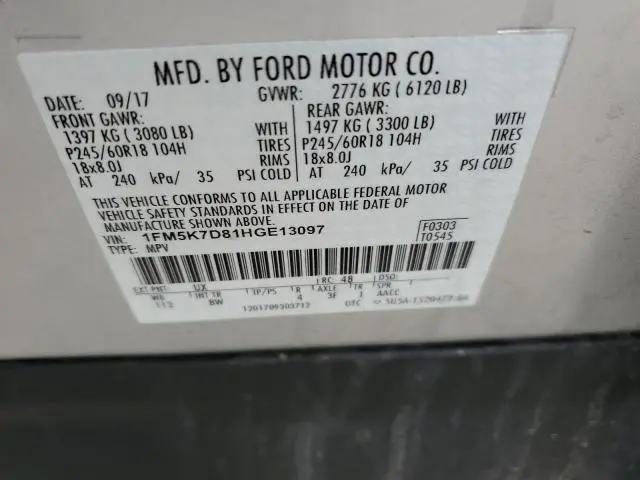 2017 FORD EXPLORER XLT  