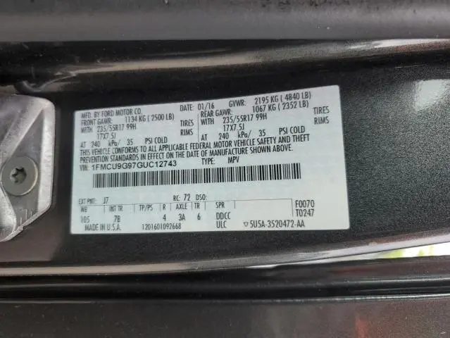 2016 FORD ESCAPE SE  
