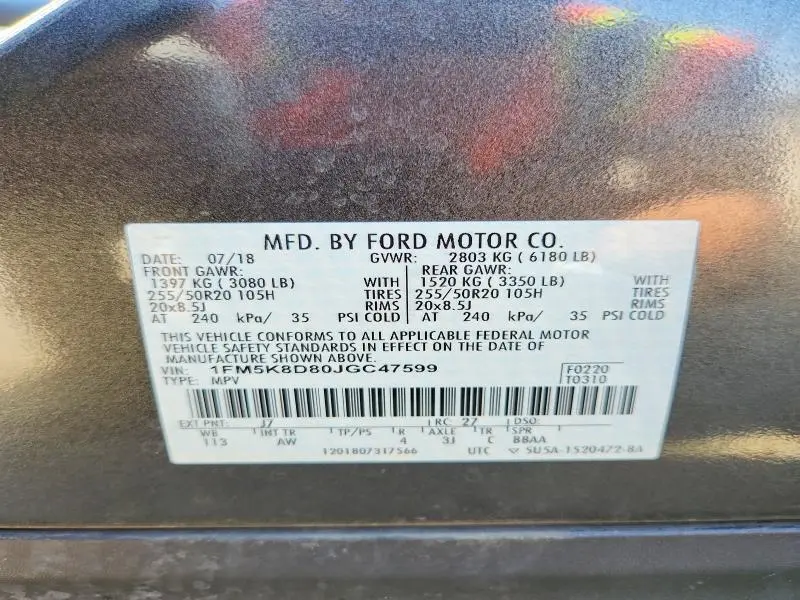 2018 FORD EXPLORER XLT  