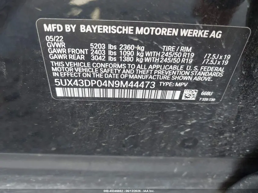 2022 BMW X3 SDRIVE30I