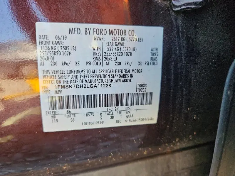 2020 FORD EXPLORER XLT  