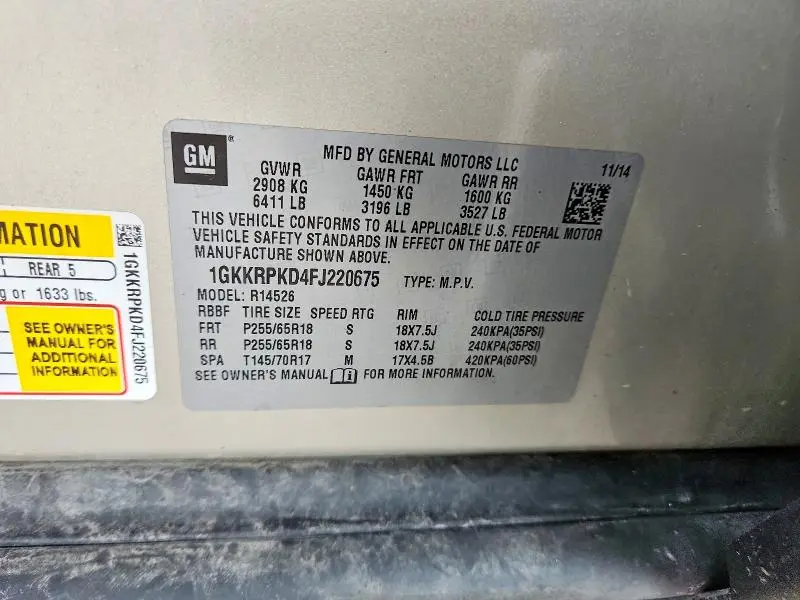 2015 GMC ACADIA SLE  