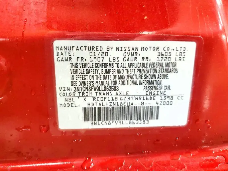 2020 NISSAN VERSA SR  