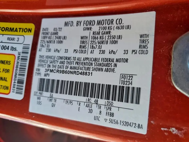 2022 FORD BRONCO SPORT BIG BEND  